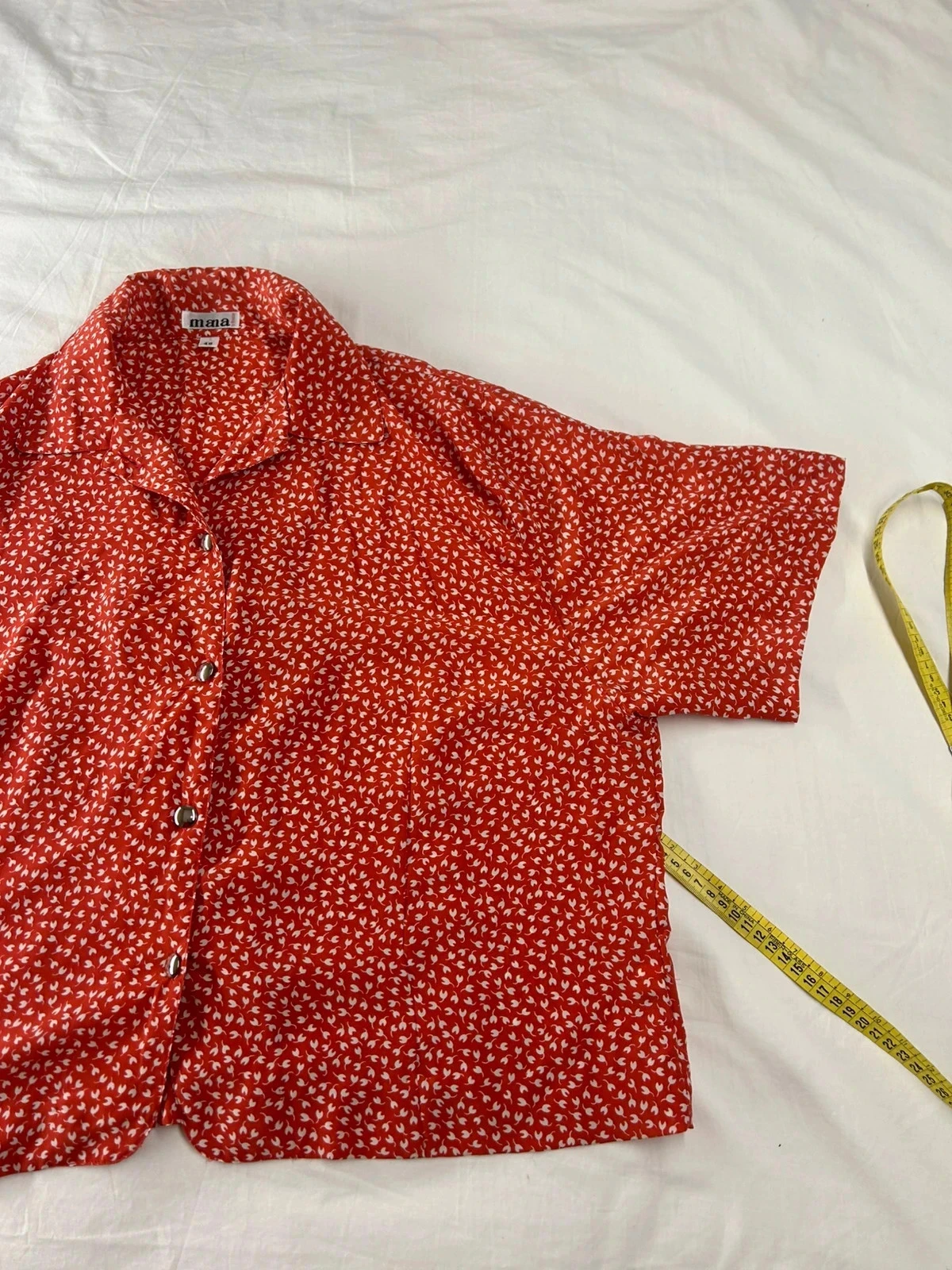 Rode vintage mana blouse met witte patronen – photo 8